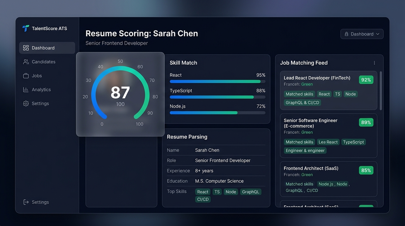Skill Hunter Dashboard — ATS Resume Scoring Interface